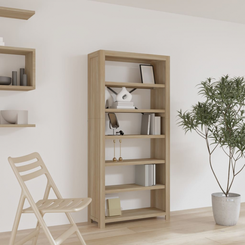 Bücherregal 6 Böden 80x30x170 cm Massivholz Akazie