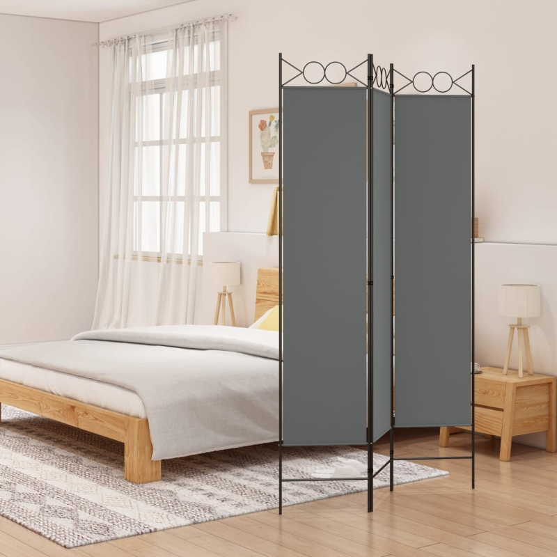 3-tlg. Paravent Anthrazit 120x200 cm Stoff