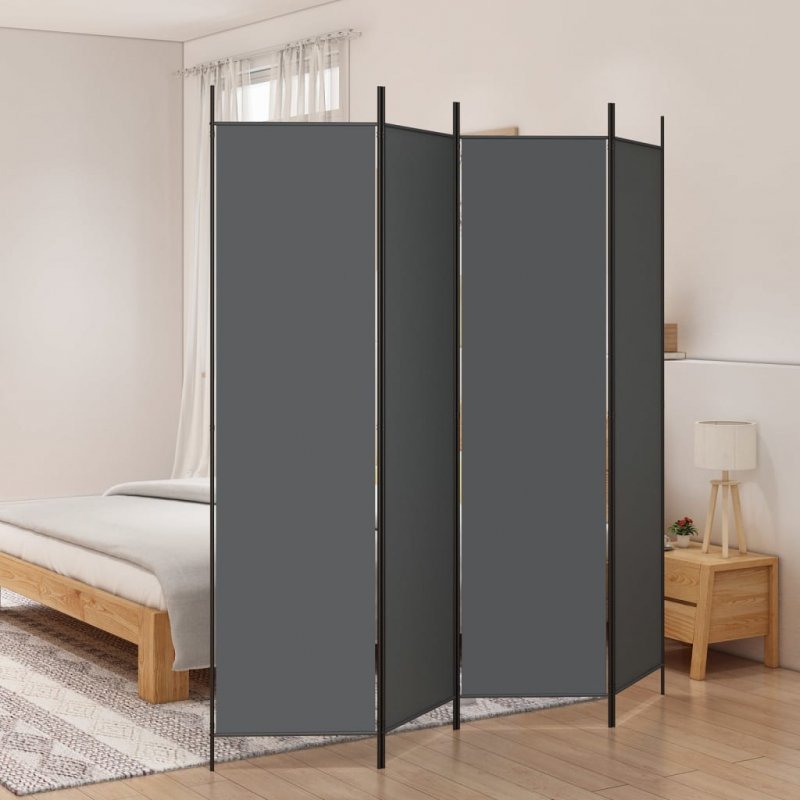 4-tlg. Paravent Anthrazit 200x200 cm Stoff