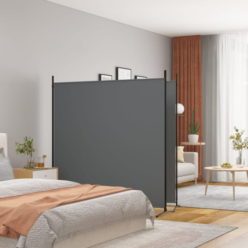 2-tlg. Paravent Anthrazit 348x180 cm Stoff