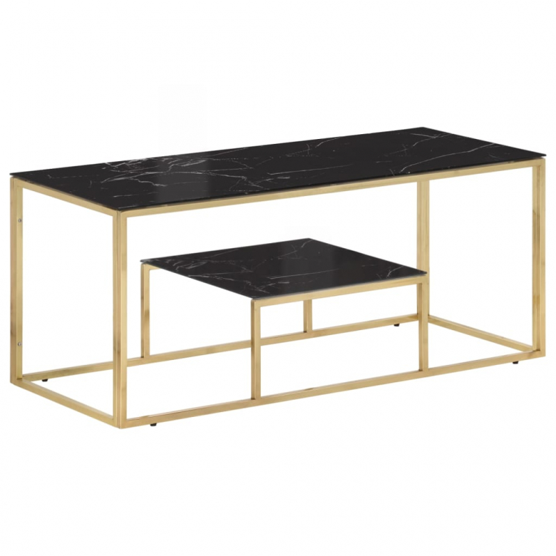 Couchtisch Golden Edelstahl und Hartglas