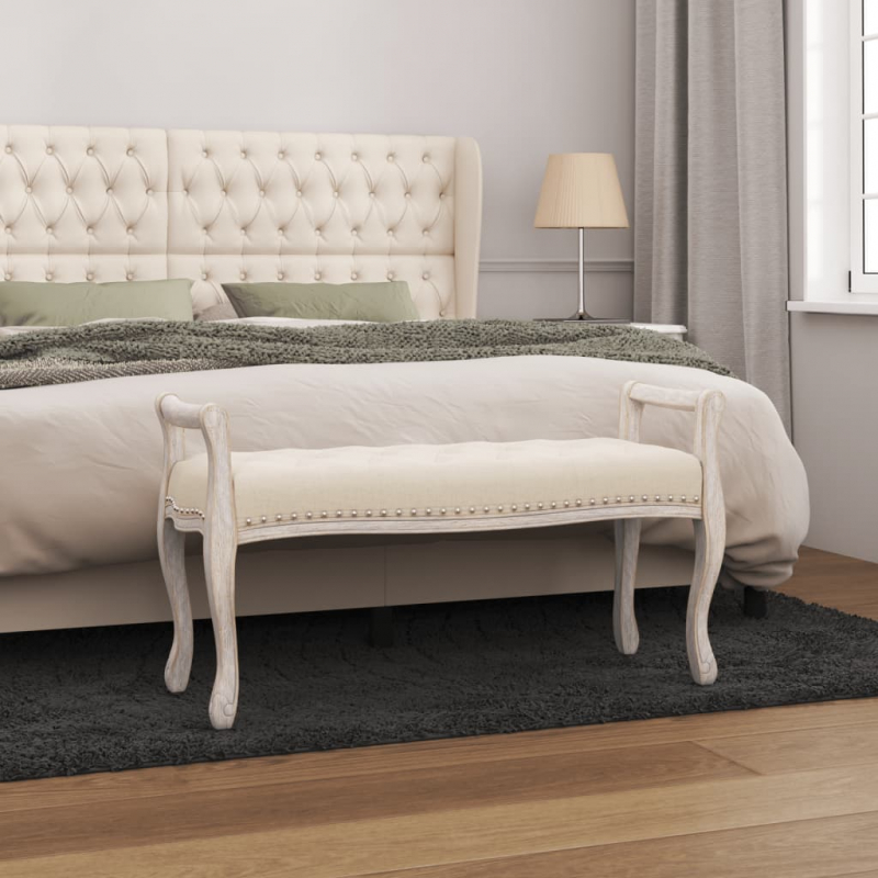 Sitzbank Beige 110x45x60 cm Leinen