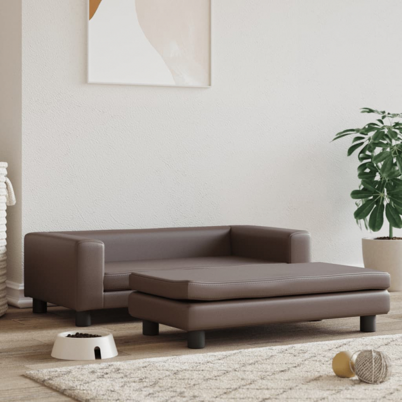 Hundebett mit Verlängerung Braun 100x50x30 cm Kunstleder