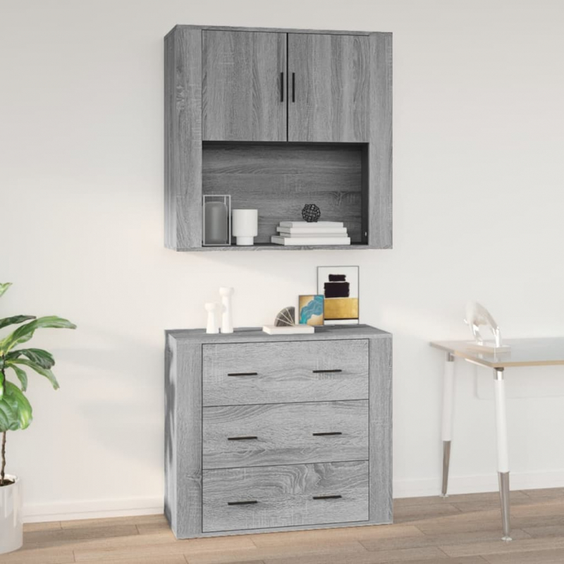Wandschrank Grau Sonoma 80x33x80 cm Holzwerkstoff