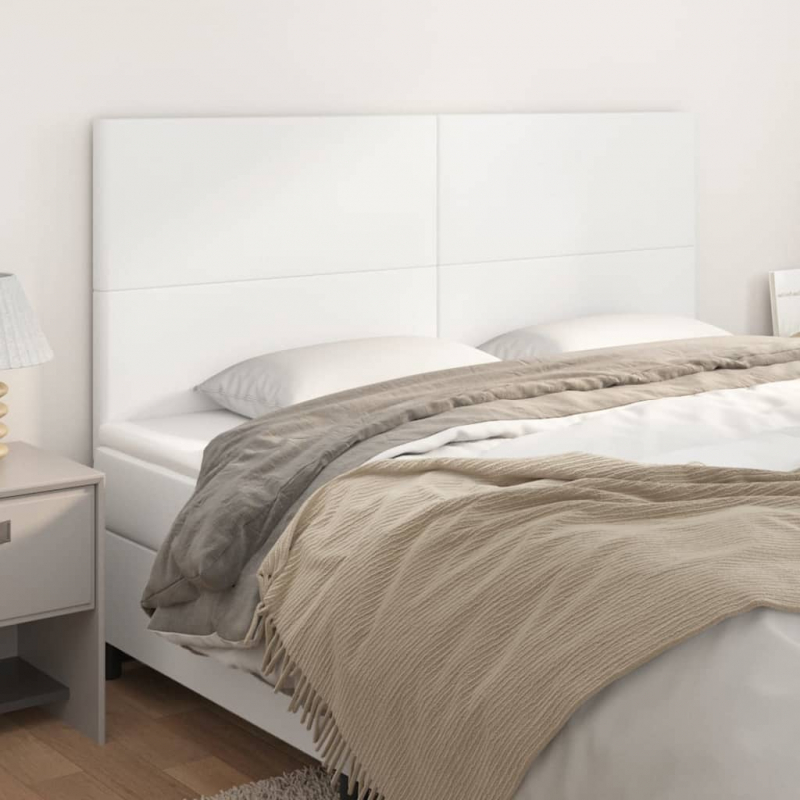 Kopfteile 4 Stk. Weiß 100x5x78/88 cm Kunstleder