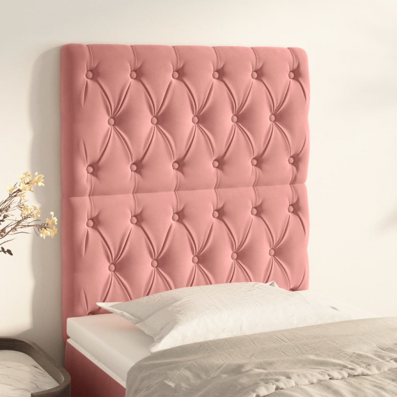 Kopfteile 2 Stk. Rosa 80x7x78/88 cm Samt