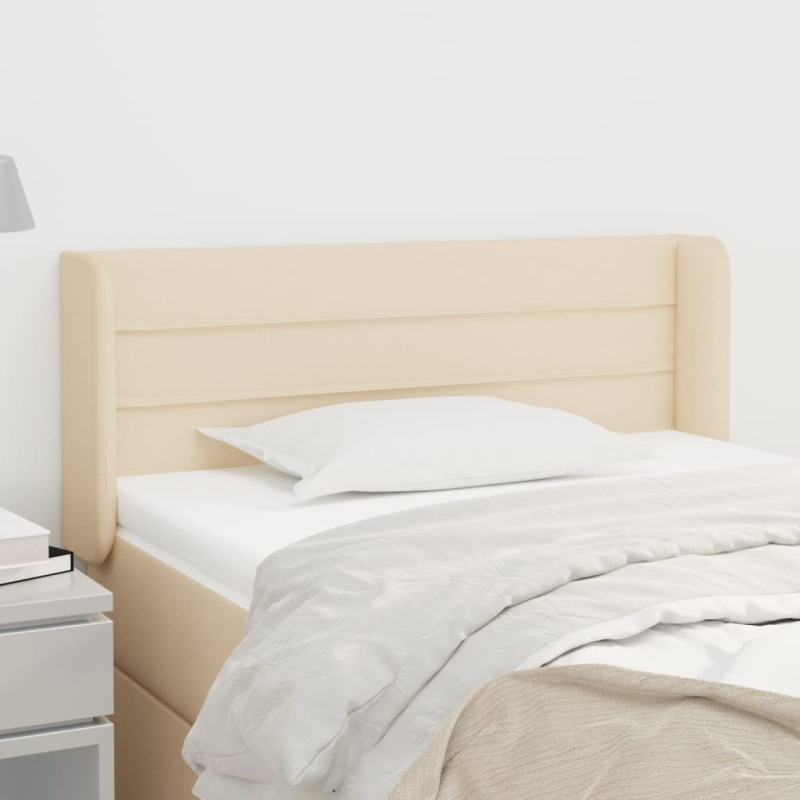 Kopfteil mit Ohren Creme 93x16x78/88 cm Stoff