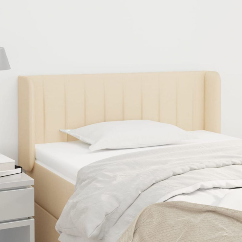 Kopfteil mit Ohren Creme 93x16x78/88 cm Stoff