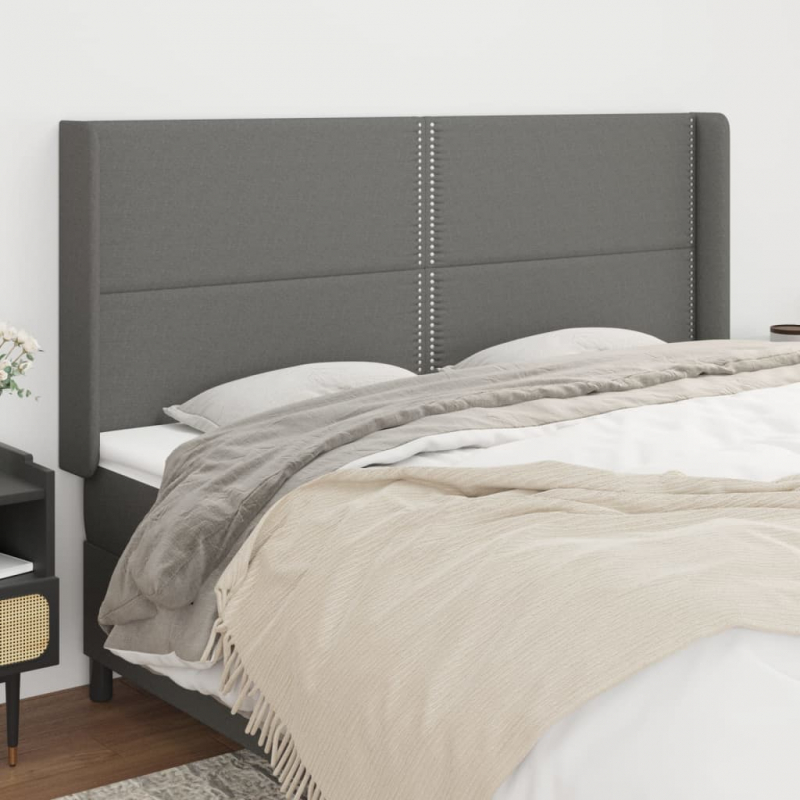 Kopfteil mit Ohren Dunkelgrau 203x16x118/128 cm Stoff