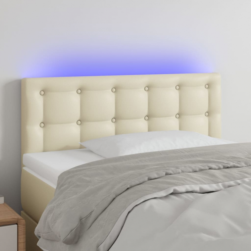LED Kopfteil Creme 100x5x78/88 cm Kunstleder