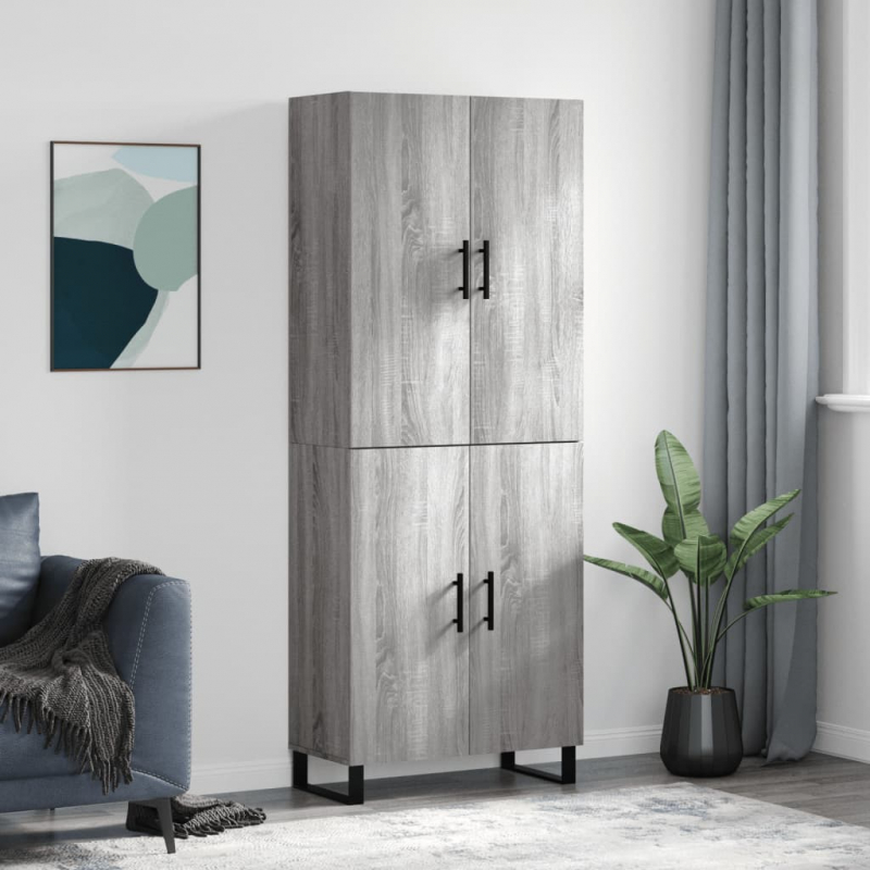 Highboard Grau Sonoma 69,5x34x180 cm Holzwerkstoff