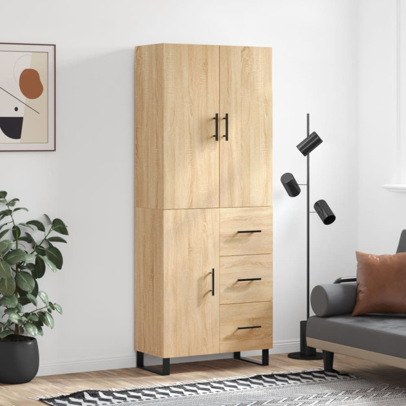 Highboard Sonoma-Eiche 69,5x34x180 cm Holzwerkstoff