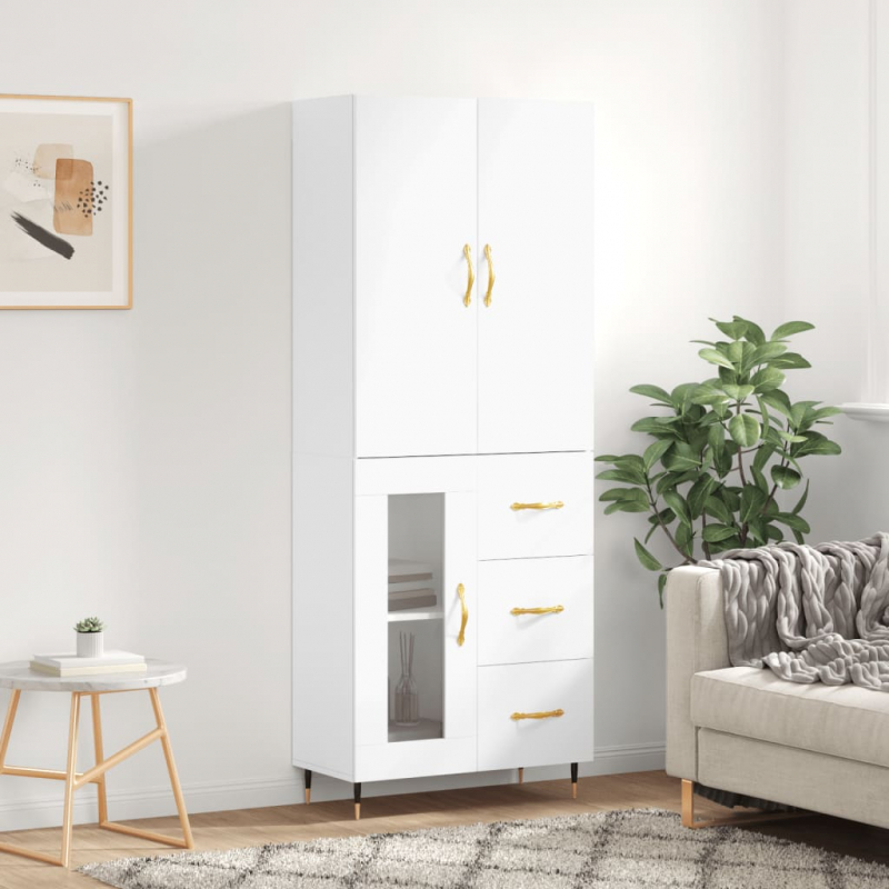 Highboard Weiß 69,5x34x180 cm Holzwerkstoff