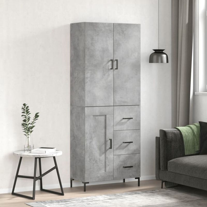 Highboard Betongrau 69,5x34x180 cm Holzwerkstoff