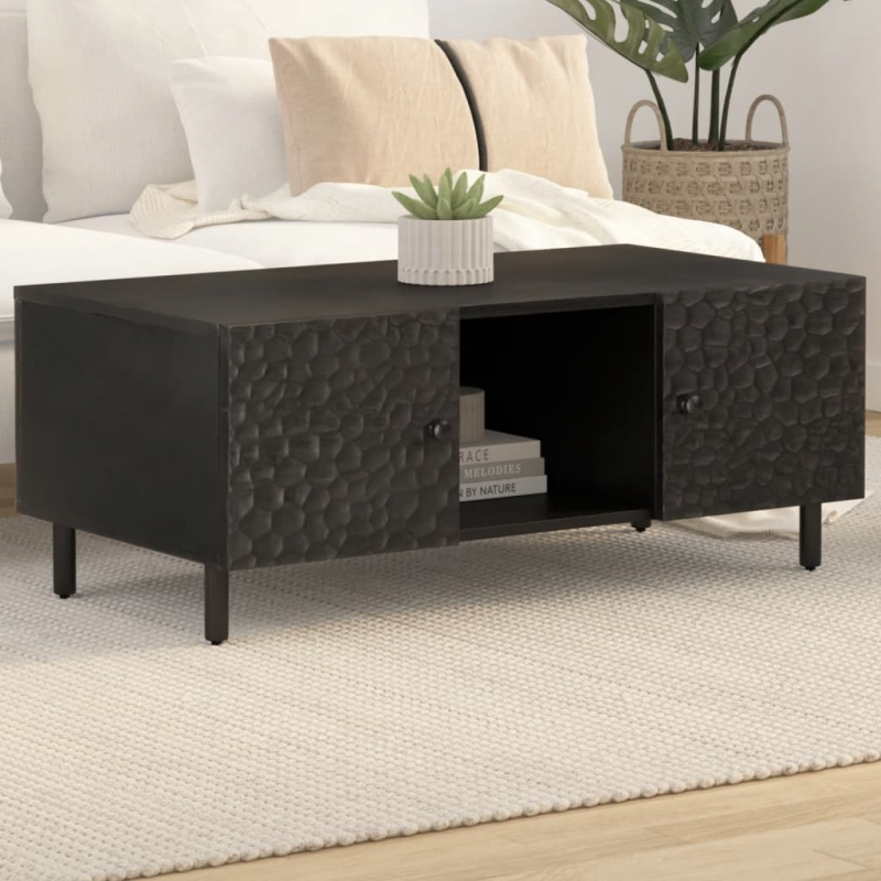 Couchtisch Schwarz 100x54x40 cm Massivholz Mango