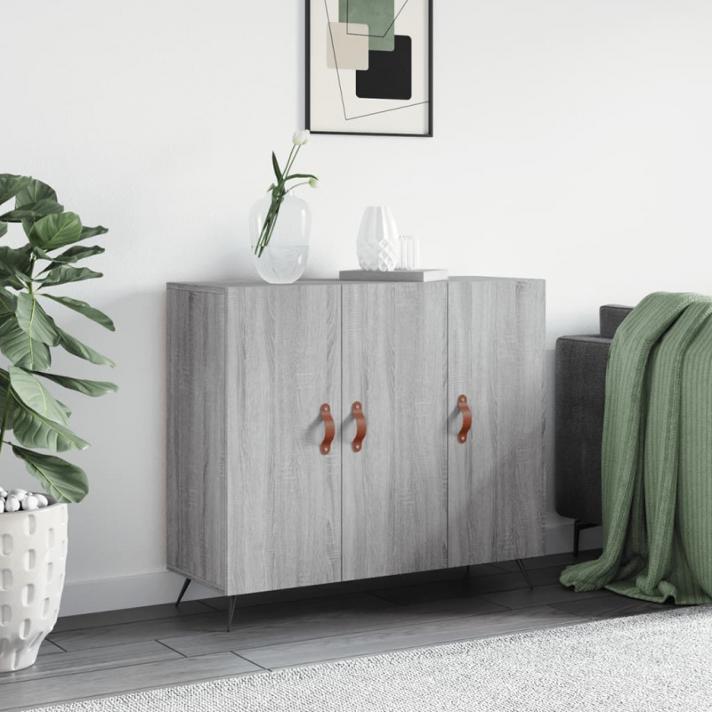 Sideboard Grau Sonoma 90x34x80 cm Holzwerkstoff