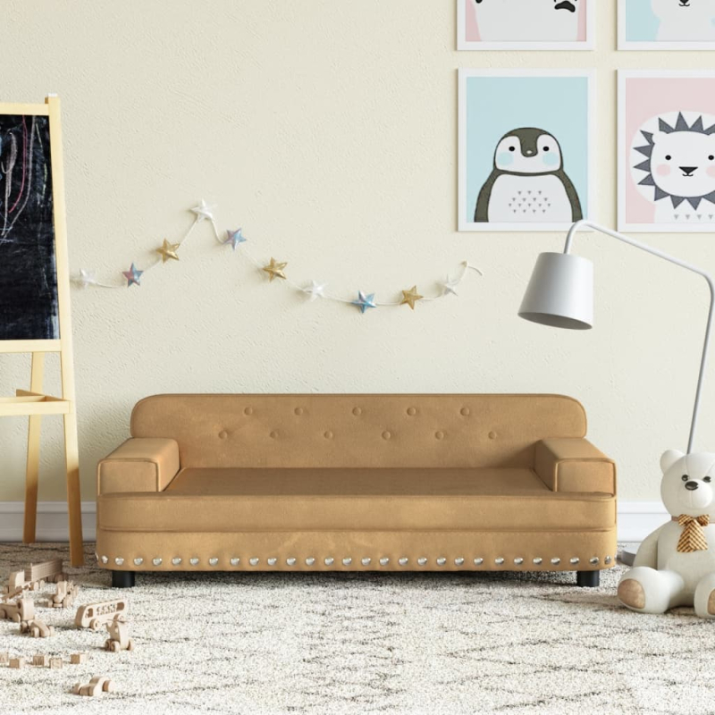 Kindersofa Braun 90x53x30 cm Samt