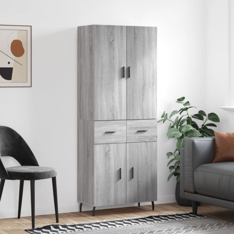 Highboard Grau Sonoma 69,5x34x180 cm Holzwerkstoff