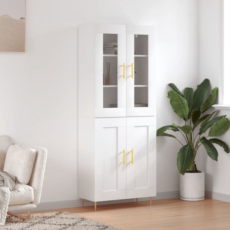 Highboard Weiß 69,5x34x180 cm Holzwerkstoff