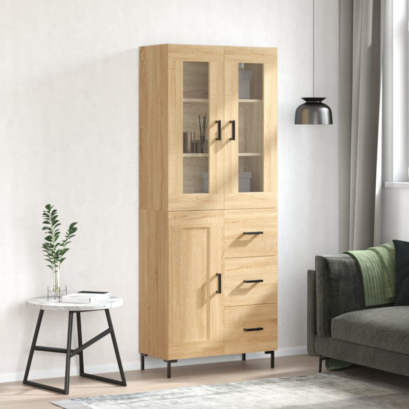 Highboard Sonoma-Eiche 69,5x34x180 cm Holzwerkstoff