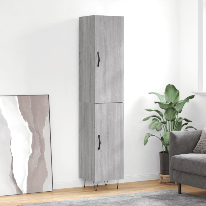 Highboard Grau Sonoma 34,5x34x180 cm Holzwerkstoff