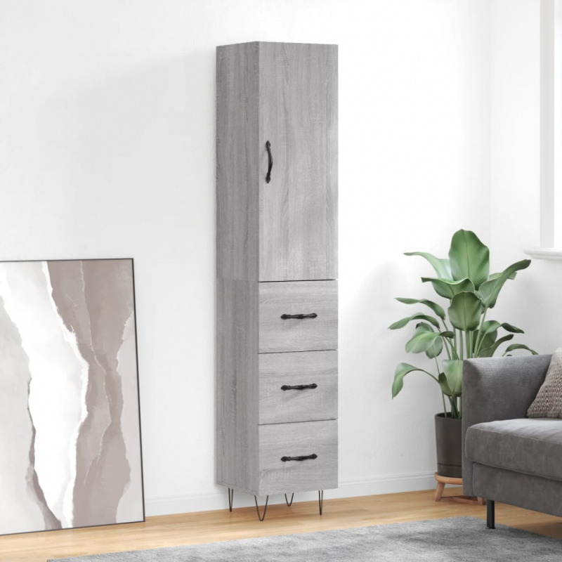 Highboard Grau Sonoma 34,5x34x180 cm Holzwerkstoff