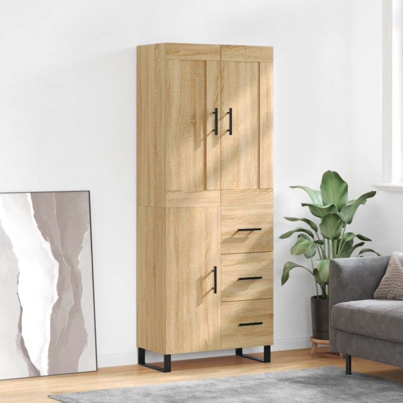 Highboard Sonoma-Eiche 69,5x34x180 cm Holzwerkstoff