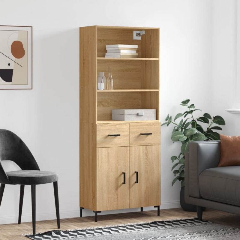 Highboard Sonoma-Eiche 69,5x34x180 cm Holzwerkstoff