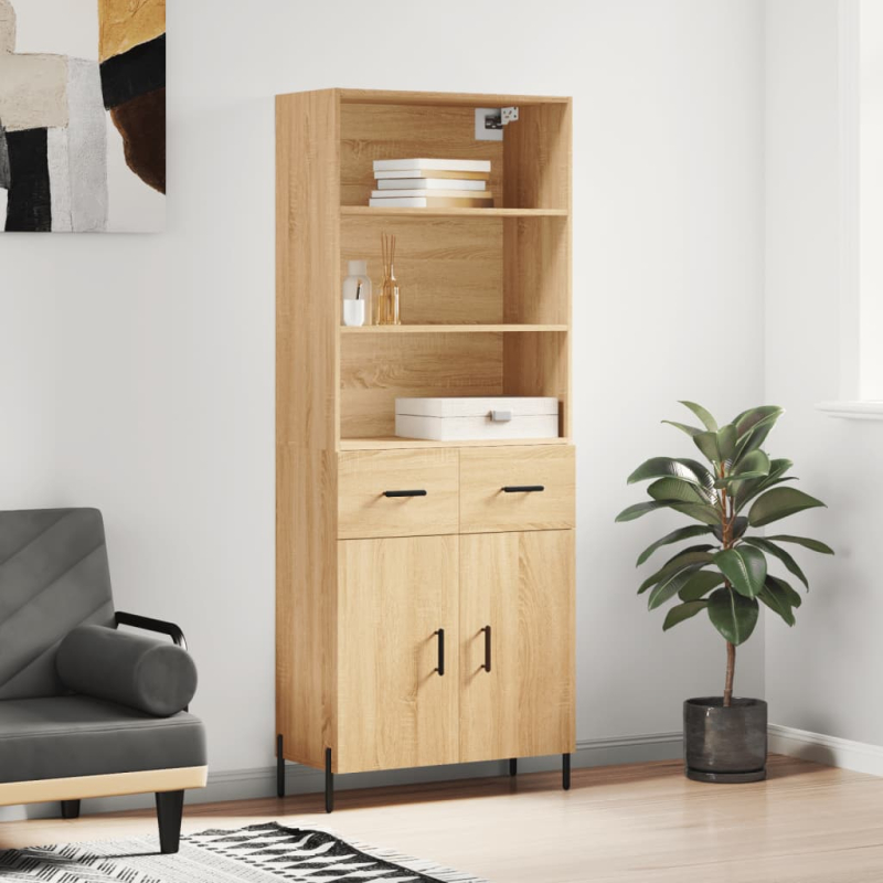Highboard Sonoma-Eiche 69,5x34x180 cm Holzwerkstoff