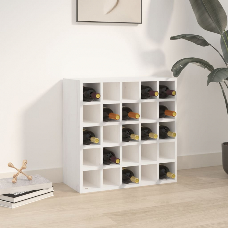 Weinregal Weiß 56x25x56 cm Massivholz Kiefer