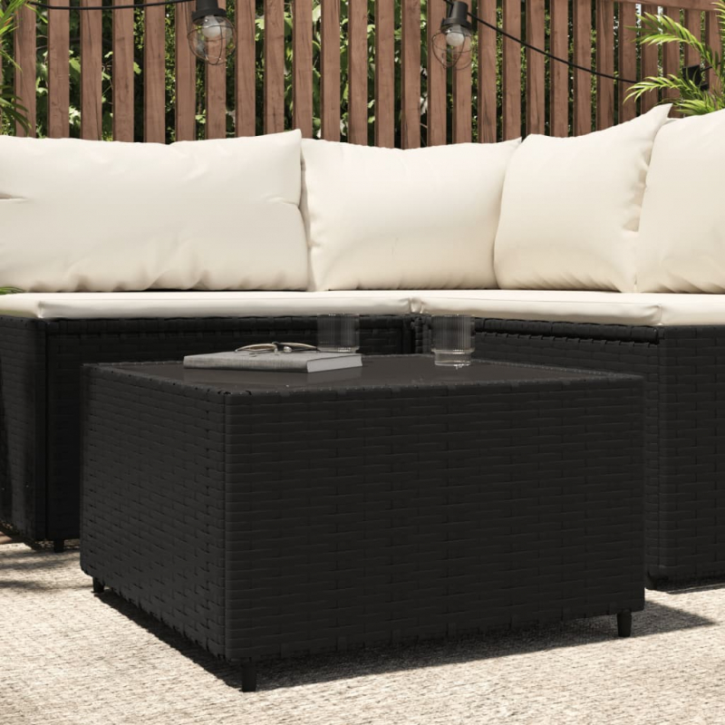 Garten-Couchtisch Quadratisch Schwarz 50x50x30 cm Poly Rattan