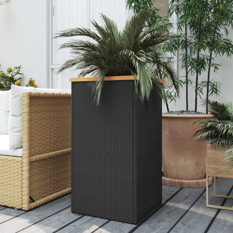Pflanzkübel Schwarz 40x40x80 cm Poly Rattan