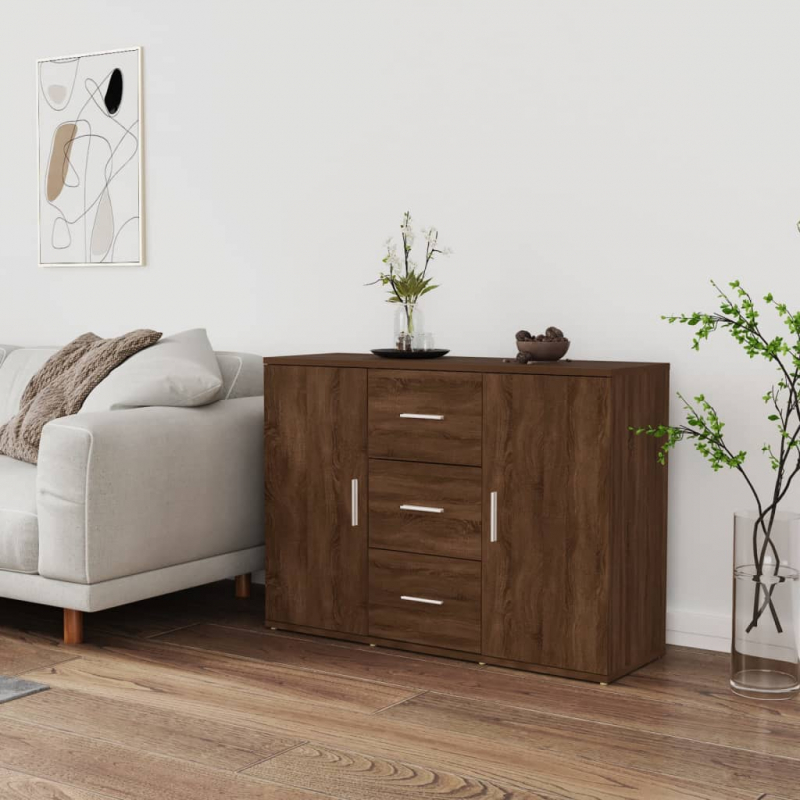 Sideboard Braun Eichen-Optik 91x29,5x65 cm Holzwerkstoff