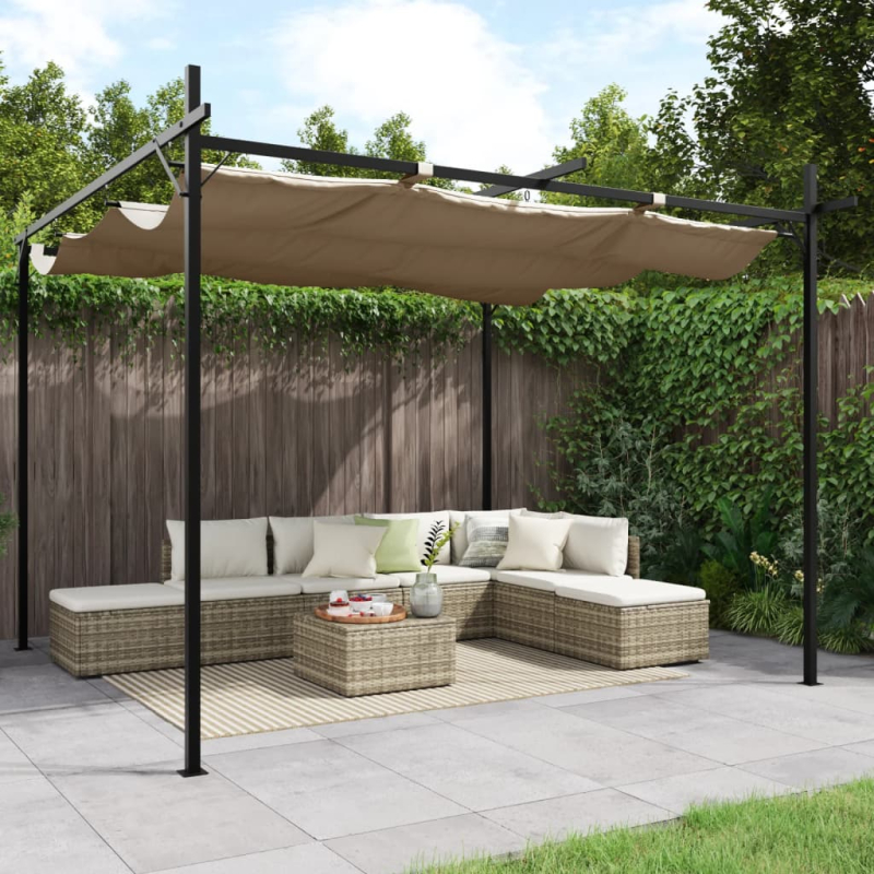 Pergola mit Schiebedach Taupe 295x292x230 cm
