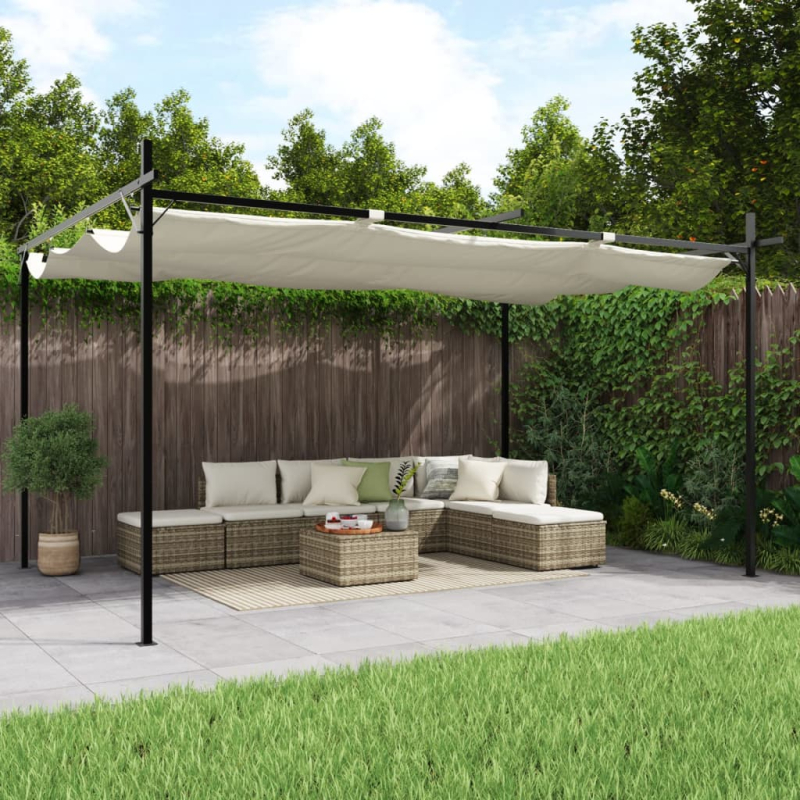 Pergola mit Schiebedach Creme 395x292x230 cm