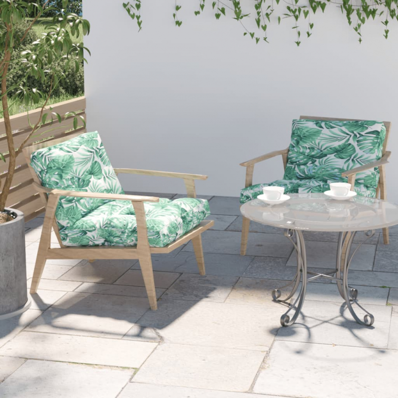 Palettenkissen 2-tlg. Blattmuster Stoff