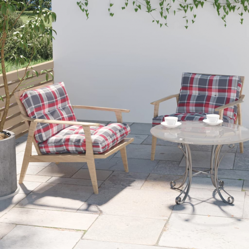 Palettenkissen 2-tlg. Rot Karomuster Stoff