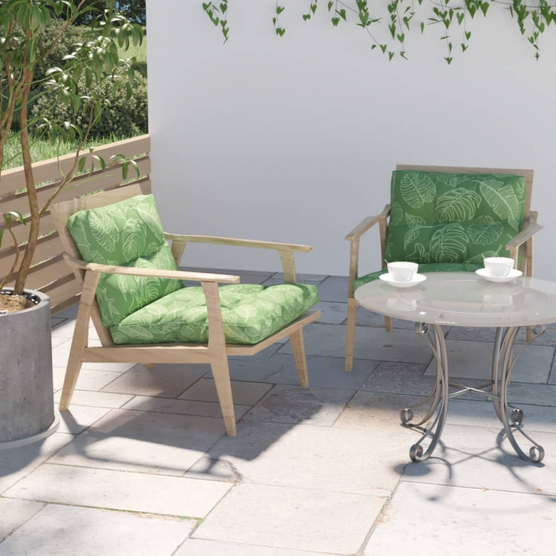 Palettenkissen 2-tlg. Blattmuster Stoff