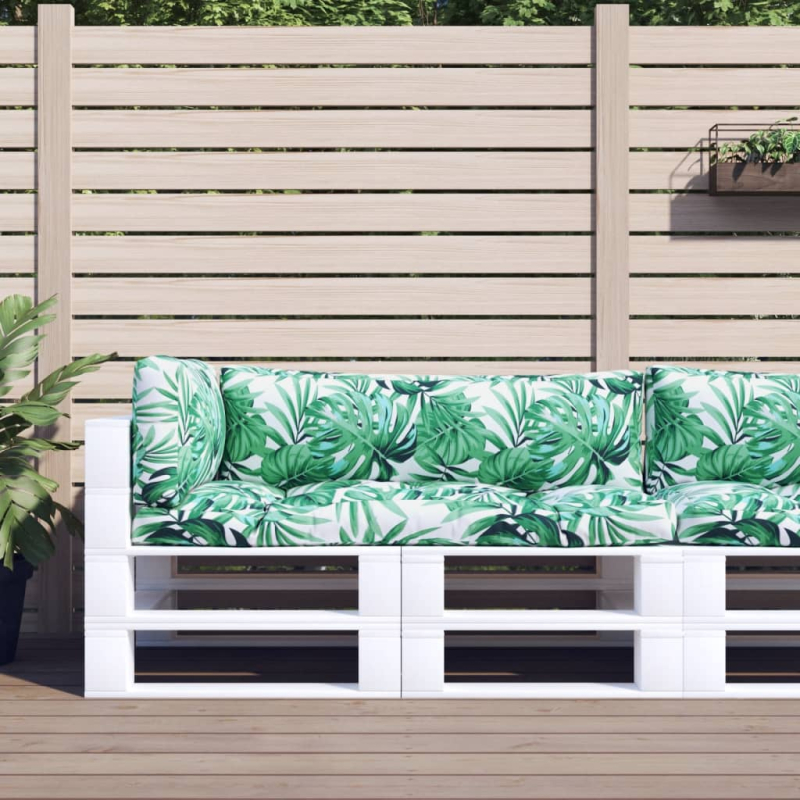 Palettenkissen 3-tlg. Blattmuster Stoff