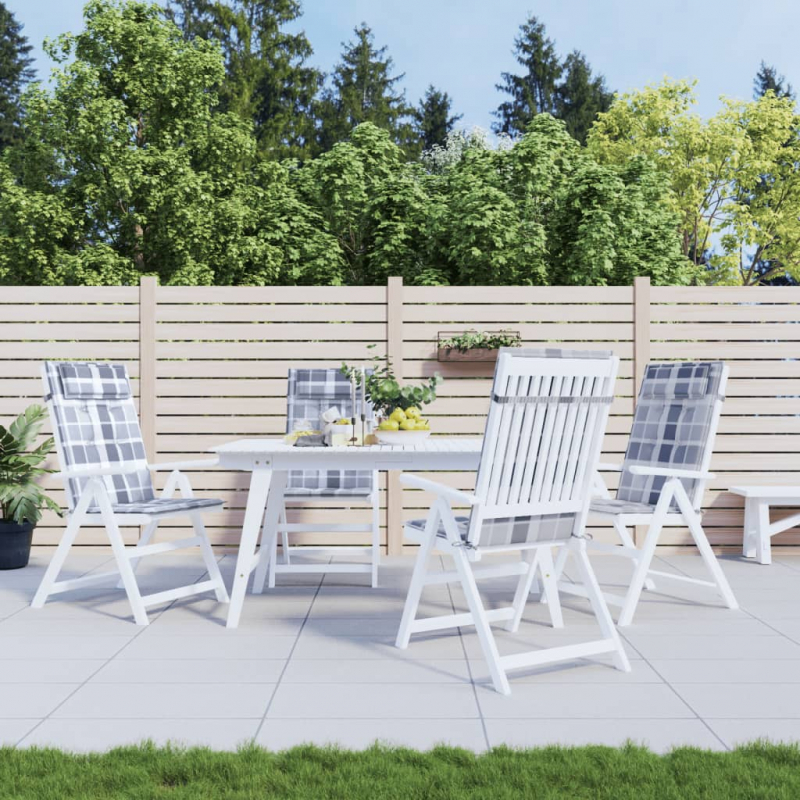 Hochlehner-Auflagen 4 Stk. Grau Karomuster Oxford-Gewebe