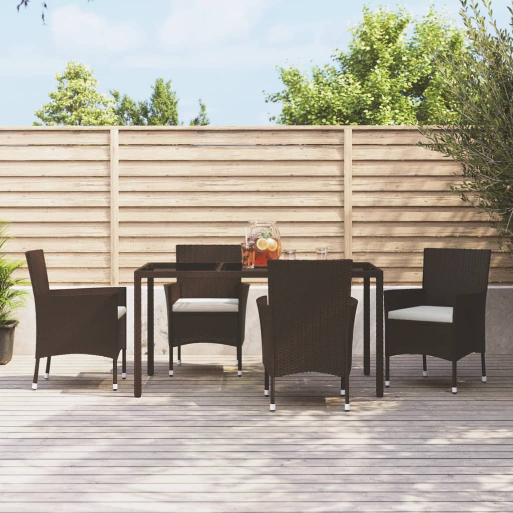 Gartenstühle mit Kissen 4 Stk. Braun Poly Rattan (nur UK/IE/FI/NO)