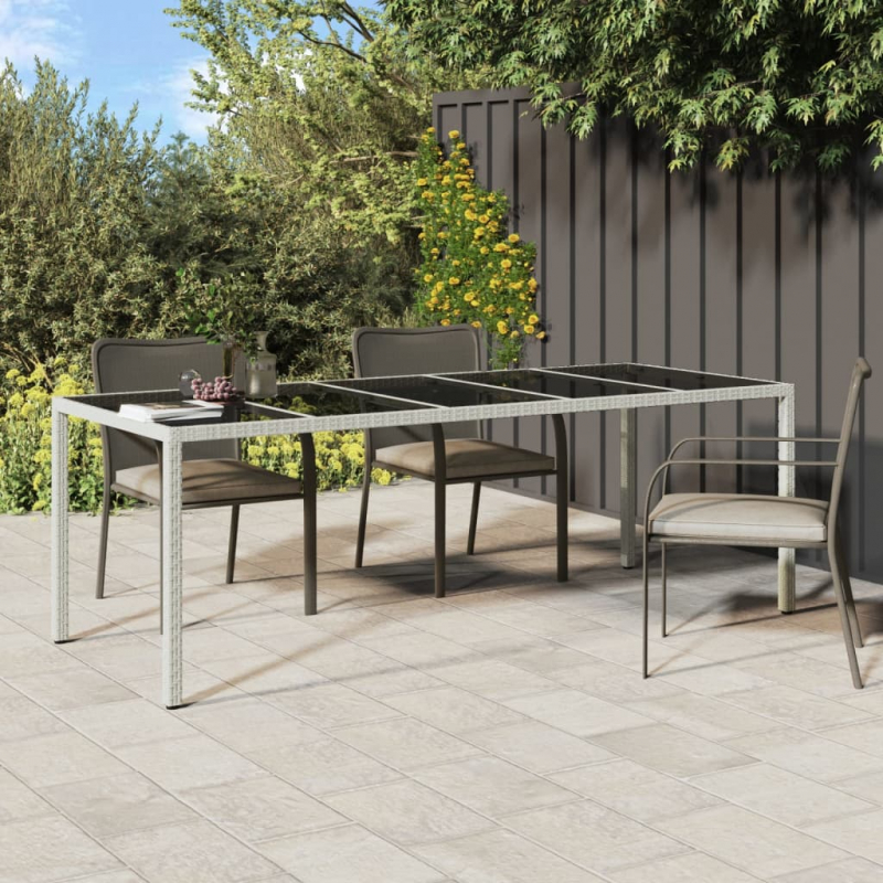 Gartentisch Weiß 250x100x75 cm Poly Rattan und Hartglas