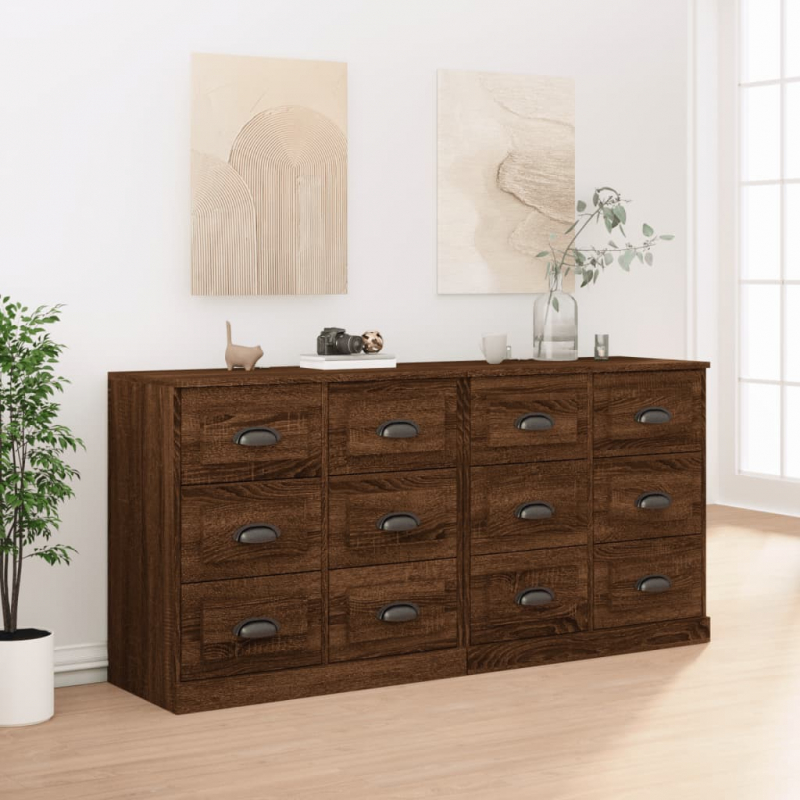 Sideboards 2 Stk. Braun Eichen-Optik Holzwerkstoff