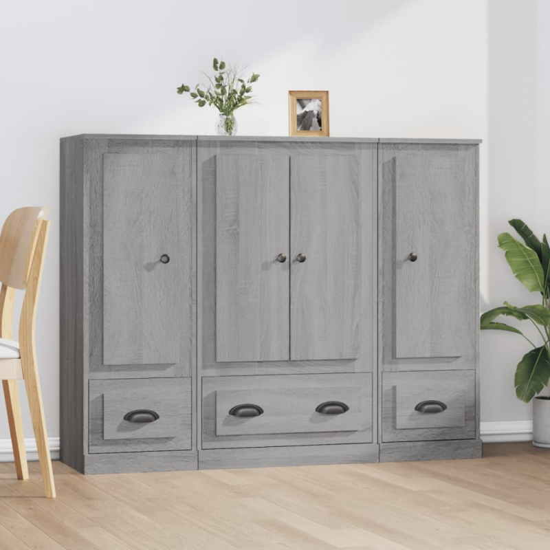 Highboards 3 Stk. Grau Sonoma Holzwerkstoff