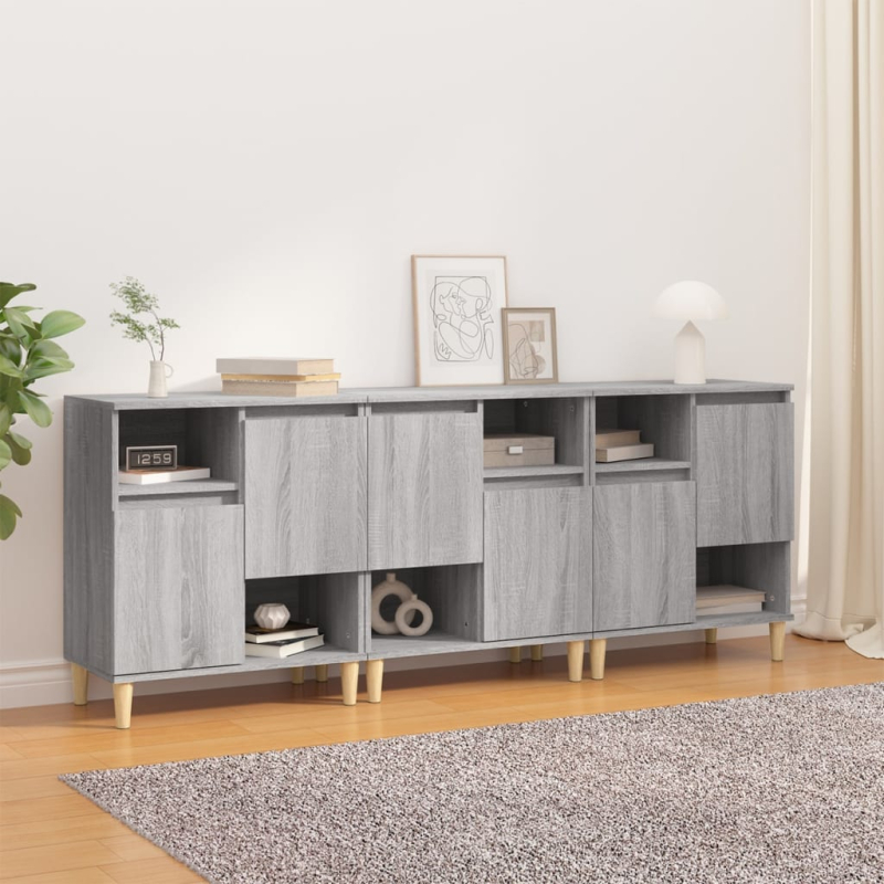Sideboards 3 Stk. Grau Sonoma 60x35x70 cm Holzwerkstoff
