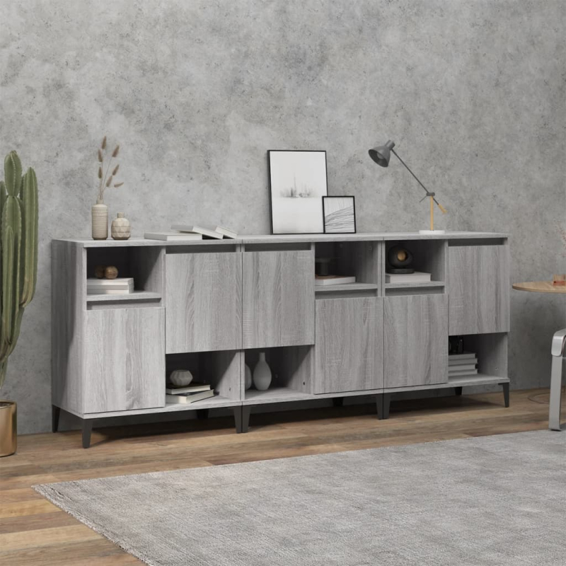Sideboards 3 Stk. Grau Sonoma 60x35x70 cm Holzwerkstoff