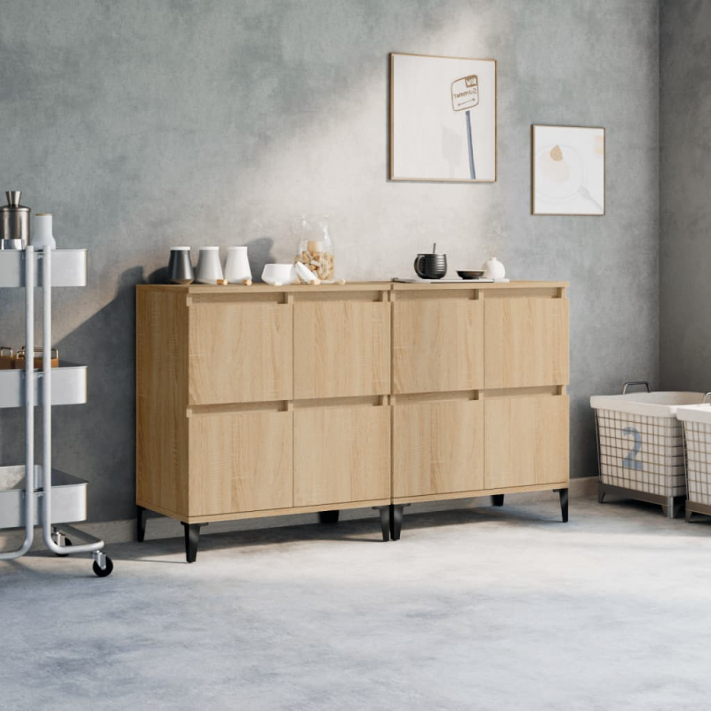Sideboards 2 Stk. Sonoma-Eiche 60x35x70 cm Holzwerkstoff