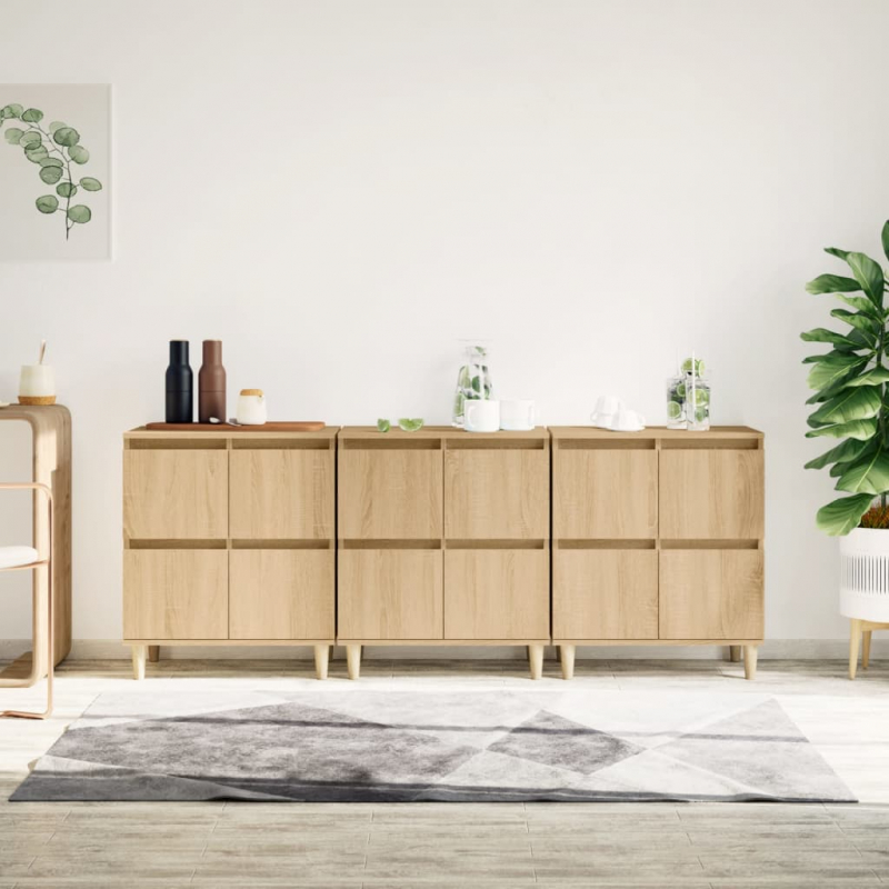 Sideboards 3 Stk. Sonoma-Eiche 60x35x70 cm Holzwerkstoff