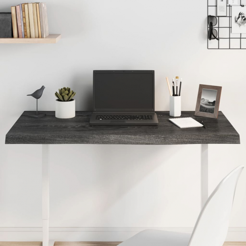 Tischplatte Dunkelbraun 100x40x(2-4)cm Massivholz Eiche