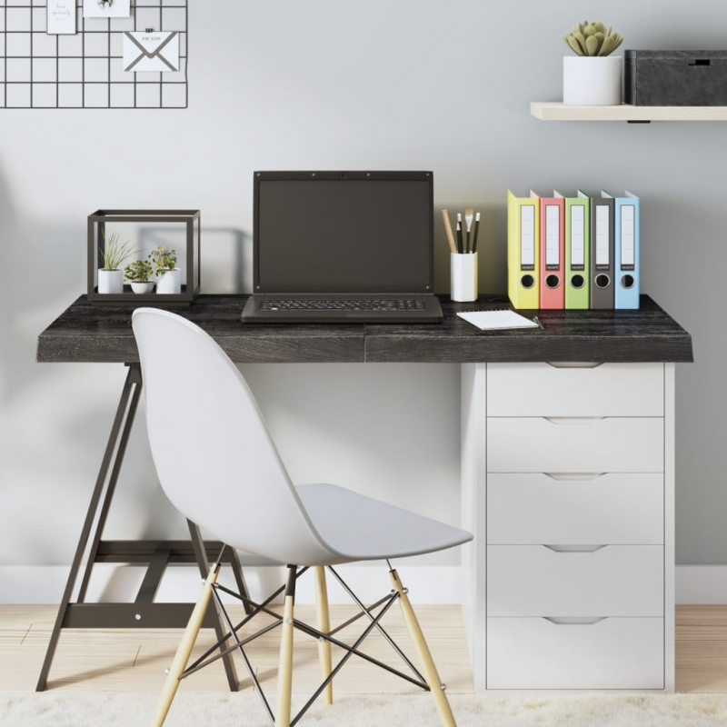 Tischplatte Dunkelbraun 120x40x(2-6)cm Massivholz Eiche